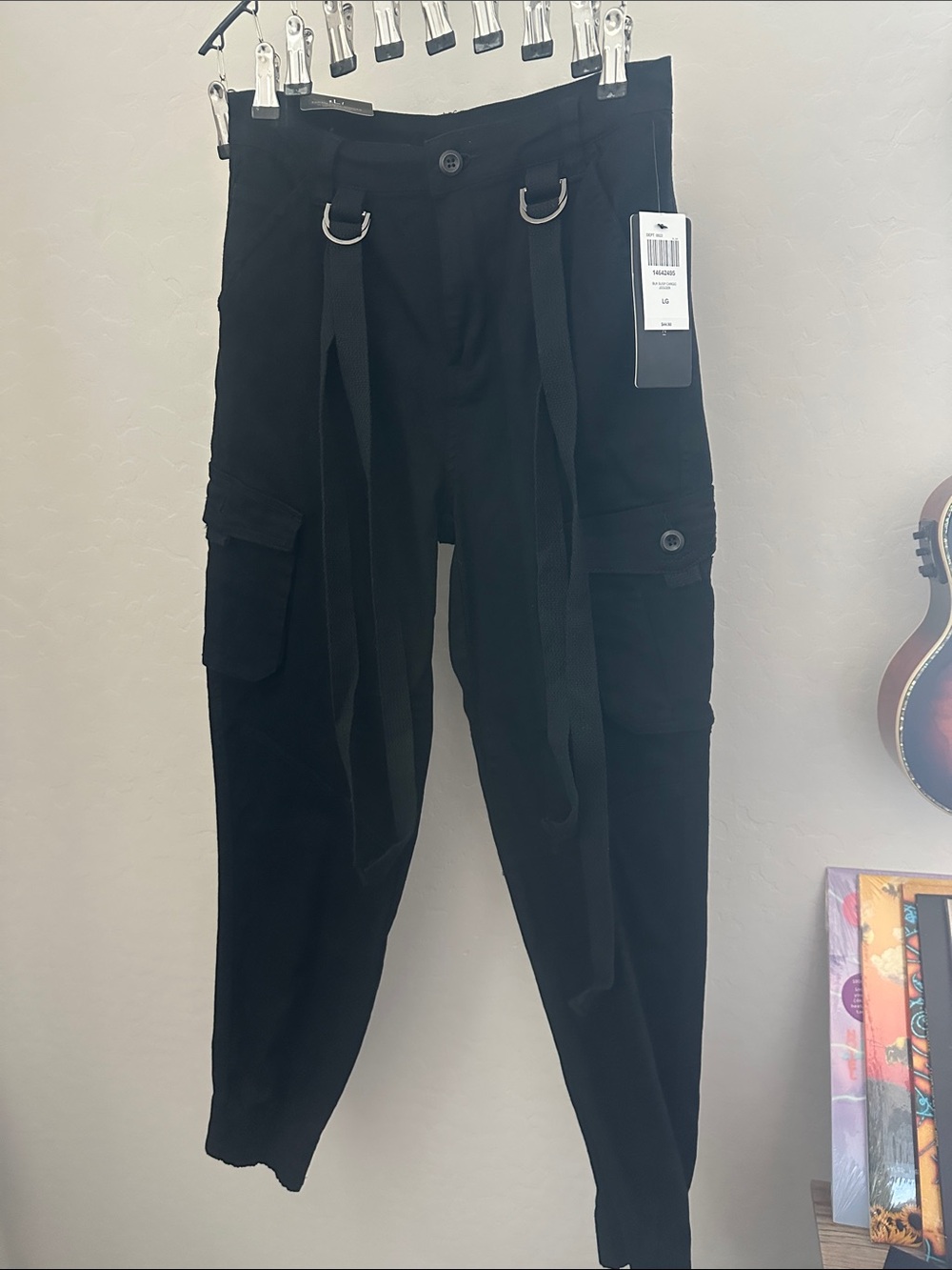 American Bazi Black Cargo Pants with Utility Straps & D-Rings